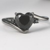 Black Gold Plated Heart Shaped Stone Solitaire Style Wedding Engagement