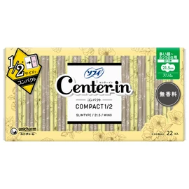 Center-In Compact 1/2 Unscented, For Heavy Days, With Wings, 22 Sheets [Sanitary Napkins, Slim]