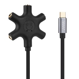 innov8 USB-C to 3.5mm AUX Female 5-Way Multi Headphone Audio Splitter Adapter 1m