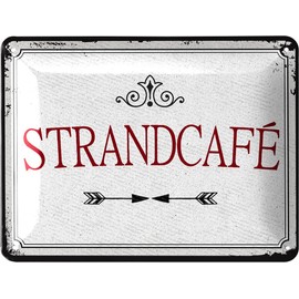LANOLU Retro Tin Sign Coffee Bar STRANDCAFE Retro Tin Signs Kitchen - Coffee Gift, Poster Coffee Decoration Kitchen as Coffee Bar Sign - Metal Sign Kitchen Coffee Corner 15 x 20 cm
