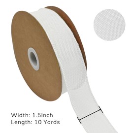 Simplegoal White Burlap Ribbon 1-1/2 Inch x 10 Yard White Wired Ribbon for Christmas Tree Gift Wrapping Crafts Burlap Wired Ribbon for Wreath Bow Outdoor Wedding Decoration