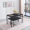 ROZHOME Rectangular Dining Table with Mable Effect MDF Board Top