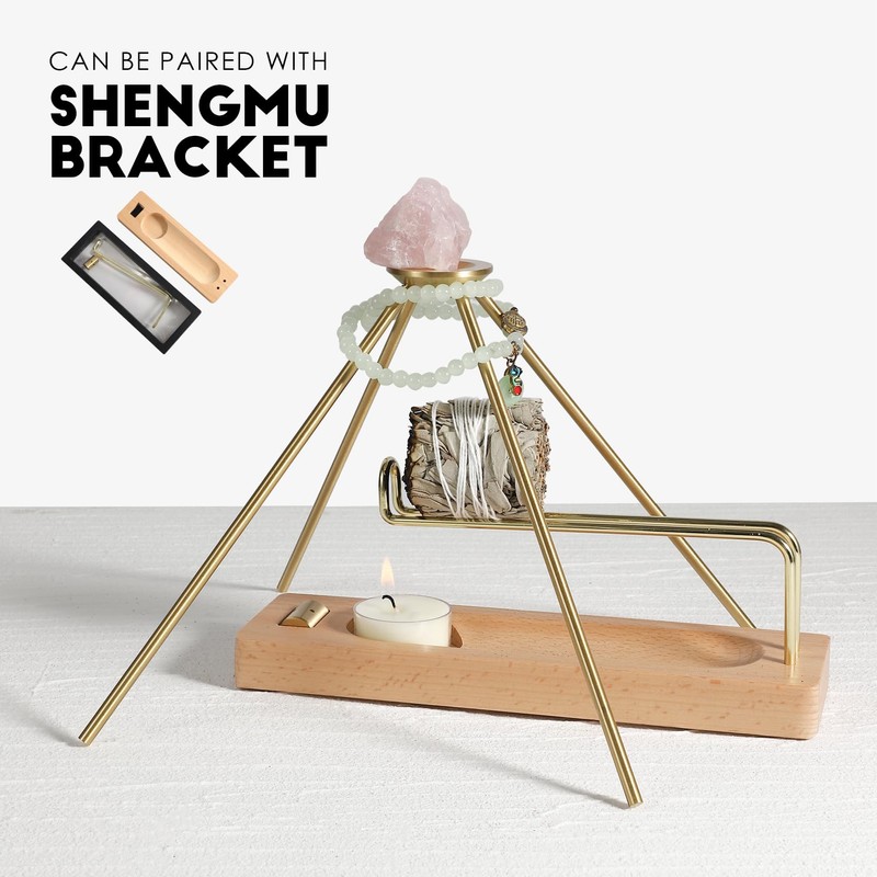 SUJIAMEI Incense Detachable Brass Pyramid Stand with Cotton Grid Cloth｜Crystal