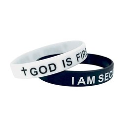 Pingyongchang GOD IS FIRST IM SECOND Christian Silicone Bracelets Cross Inspirational Bible Verses Pray Religious Rubber Bracelet for Women Men Faith Friendship Couples Gifts-Big White Black