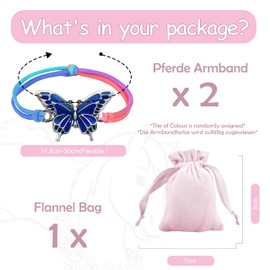 Sugeru Horse Girl Gift, 2 Pieces Mood Bracelet Girls (Temperature Colouring) with 1 x Jewellery Bag, Party Bag Children's Birthday Gifts for Girls, Friendship Bracelet, Aluminium