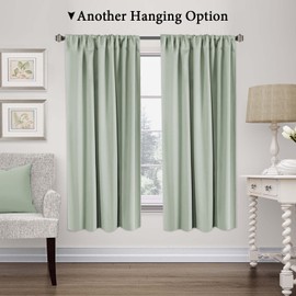 Blackout Tie Up Curtain Light Reducing Energy Efficient Window Shades Rod Pocket Panels for Kid's Room (Set of 2 Panels, Sage Curtain, 42W x 63L) - H.Versailtex