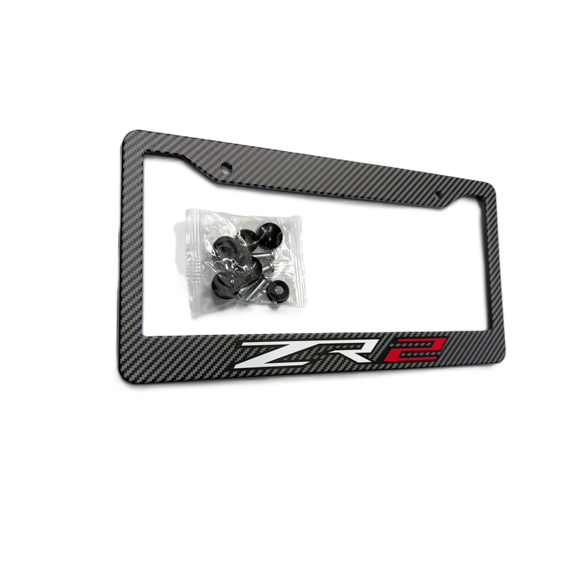 1PC Carbon Fiber ZR2 License Plate Frame Tag Cover Holder
