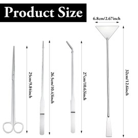 Aquarium Aquascape Tools Kit, 4 in 1 Anti-Rust Aquatic Plant Aquascaping Tool Stainless Steel Long Tweezers Scissors Spatula Tool Set for Aquarium Plants Clean Fish Tank (with Storage Pouch)