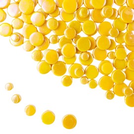 Iridescent Round Glass Mosaic Tiles for Crafts, 500g, Mini Circle Mosaic Glass Pieces for Flower Pots, Vases, Cups, Garden and Home Decoration, DIY Mosaic Accessories (Orange)