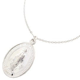 Jewelry Shop M Women's Necklace, Virgin Mary Medal, Simple, Hypoallergenic, Made in Japan, No Gemstone