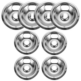 316048413 Burner Drip Pans 8 Inch (4 Pack)&316048414 Range Drip Bowls 6 Inch (4 Pack), Chrome Range Drip Pans Compatible for GE Hotpoint Ken-more Electric Range, Include 2 x 6 in, 2 x 8 in