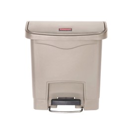 Rubbermaid Commercial Products STREAMLINE Plastic Front Step Step-On-Trash/Garbage Can/Bin, 4 GAL, Beige, for Doctor's Office/Hospitals/Healthcare