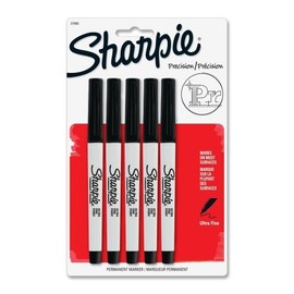 Sharpie Products - Sharpie - Permanent Markers, Ultra Fine Point, Black, 5/Pack - Sold As 1 Pack - Extra precise, 0.2mm narrowed tip for extreme control and accuracy. - Permanent on most surfaces. - Quick-drying ink is waterproof, smearproof and fade-res