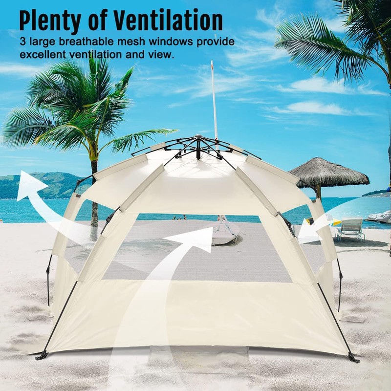 WhiteFang Deluxe XL Pop Up Beach Tent Sun Shade Shelter
