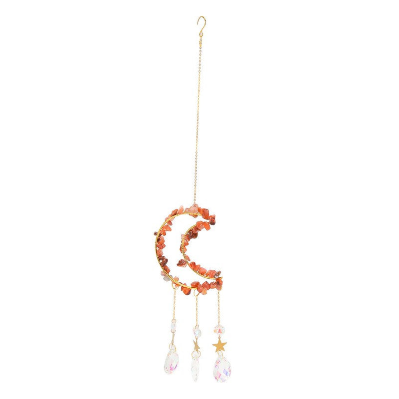 Moon Wind Chimes Bright Crystal Hanging Pendant Window Decoration for