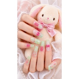 Mint Corset Handmade Nail Tips - Coffin Egg / 민트 코르셋 수제네일팁 - 코핀에그