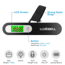 Digital Luggage Scale Vacation Travel Essentials Accessories Gifts for Traveler Portable Suitcase Handheld Weight Scale 110 lbs Hanging Baggage Travel Must Haves