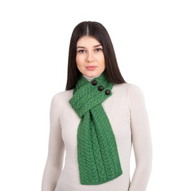 SAOL 100% Merino Wool Loop Scarf for Women, Green, One Size