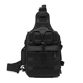 HUNTVP Fishing Tackle Sling Chest Bag Pack Small Molle One Strap Daypack for Fishing Sport Camping Hiking Cycling Outdoor (Black)