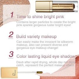 Metallic Liquid Glitter Eyeshadow - Long Lasting Waterproof Matte Shimmer - Highly Pigmented Sparkly Eye Shadow - Easy to Blend - with Eyeliner Pen - Gold