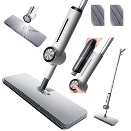 TIDYGO Spray Mop with Microfiber Cleaning Pads, Paddle Brush, 360° Swivel Head, and 250 mL Refillable Bottle, Deep Floor Bathroom, Kitchen, and Whole Home Clean, Includes Paddle Brush