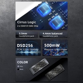 S.M.S.L D10 Headphone Amplifier USB Potrable Dac with 3.5mm & 4.4mm Balacnced Dual Mini Audio Amp Outputs Support 500mw 16ΩDSD256 PCM 32bit/384khz Hi-Res Earphone Amp for Smartphones/PC/Laptops(Black)