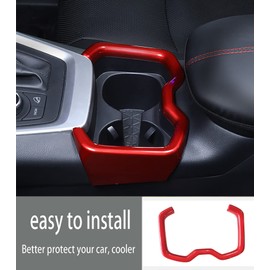 KEAIMEI 2019 2020 2021 2022 2023 2024 for Toyota RAV4 Car Accessories Interior Center Console Water Cup Holder Frame Cover Trim （ Red ） ABS 1pc