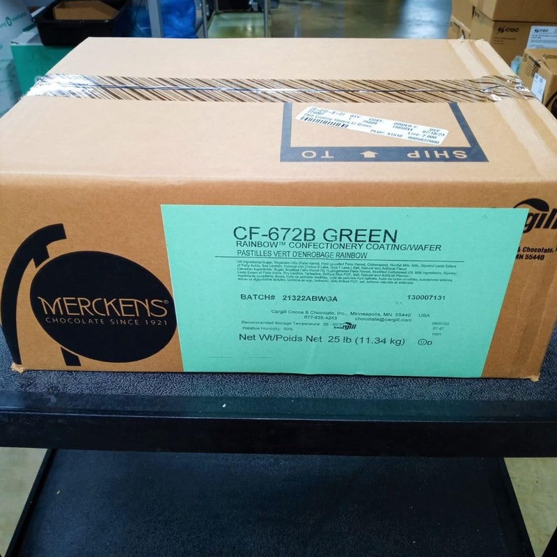 Merckens Coating Wafers, Lite Green Color, 2 Pound Package, Melting