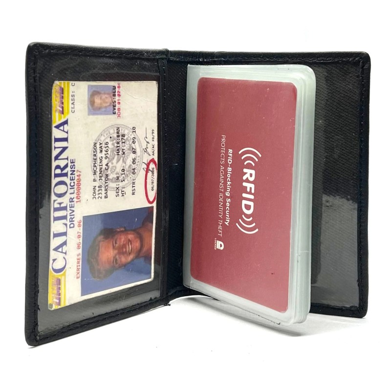 kelvinrolenleathercollection Genuine Leather Business Card Organizer Plastic Insert ID Credit