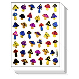 Stickers Glitter Pack 10 Sheets Cute Mushroom Fantasy Sticker Vinyl Decal Label Decor Craft DIY Scrapbook Book Album Diary Supplies Classroom (12)