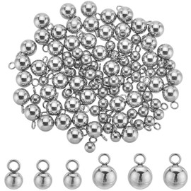 SUNNYCLUE 1 BOX 100PCS Stainless Steel Ball Charms Silver Sphere Charms Metal Alloy Punk Small Smooth Seamless Round Balls Charm Bulk for Jewelry Making Charms Diy Earrings Bracelet Necklace Craft,