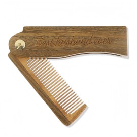 Vimfashi Wooden Beard Moustache Combs Folding Pocket Carving Hair Comb for Men with Adjustable Angle for Grooming Beard and Hair Gift for Husband