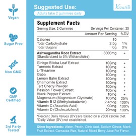 2 Pack Ashwagandha Gummies with Turmeric GABA Mood Energy and Immune Support, Mixed Berry Flavor 120 Cts