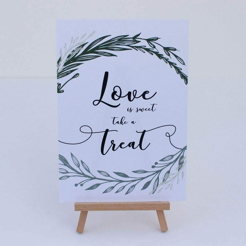 White Botanical Love is Sweet Card Sign and Easel Wedding