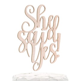 NANASUKO Engagement Party Cake Topper - She said Yes! - Double Sided Rose Gold Glitter - Premium quality Made in USA