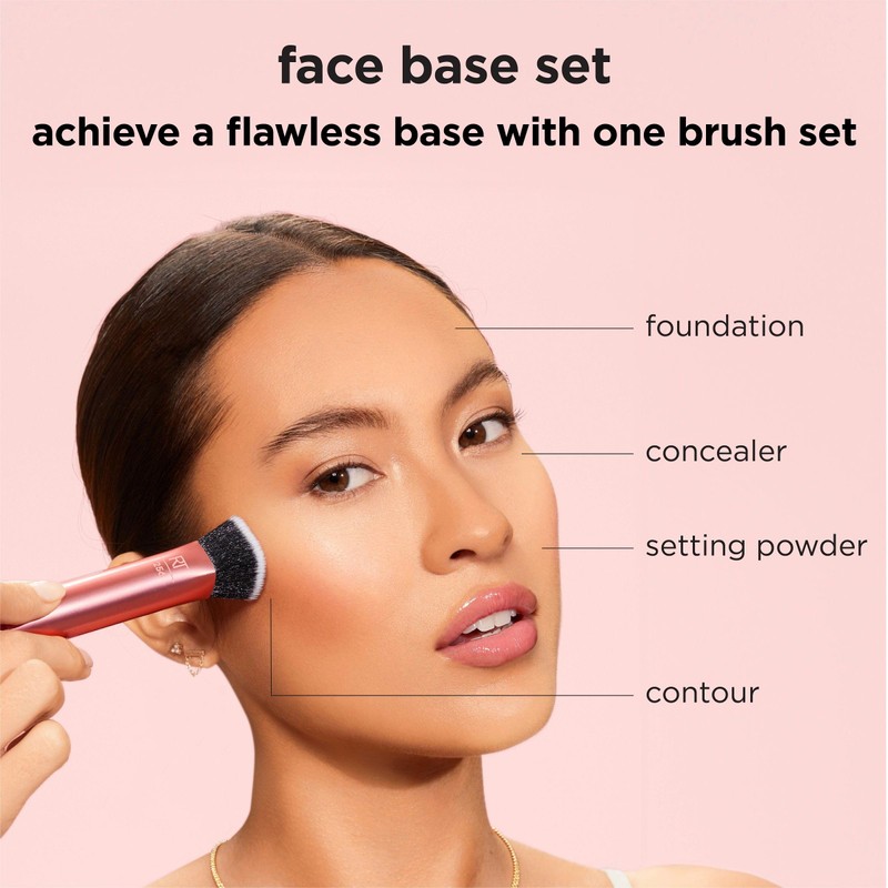 Real Techniques 4 Piece Face Base Makeup Brush Set, For