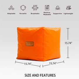 LAZY LIFE PARIS Square Bean Bag Chair Cover (No Filler) Waterproof Durable PVC BeanBag Cover for Adults and Kids Outdoor Garden Beach Camping Lazy Pouf Chair