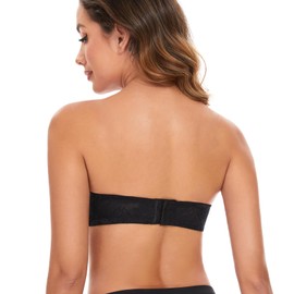 Plusfreeee Strapless Bra,Clear Bra Straps,Push Up Bras for Women,Double Padded Bra Strapless,Underwire Support Black