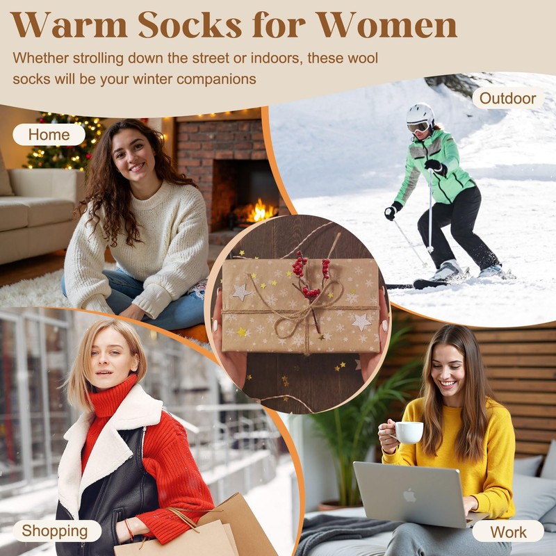 Senker Fashion Boot Socks for Women, Thick Winter Wool Crew