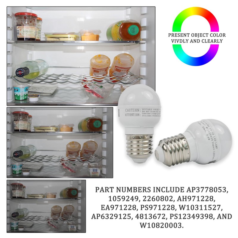 Delixike for Whirlpool Refrigerator Freezer LED Light Bulb W11125625 W10820003