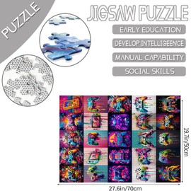 Video Game Watercolour Jigsaw Puzzles for Adults, 1000 Pieces, Gaming-Themed Puzzle Art, 27 x 20 Inches, Colourful DIY Puzzles, Family Collage Puzzles for Home Wall Decor