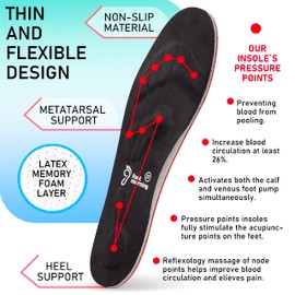 Foot Morning Insoles for Increased Blood Flow, Insoles for Women for More Energy, Shoe Insoles Men Improve Circulation & Blood Oxygen, Better Performance Than Compression Socks (46 EUR/US 13 Men)
