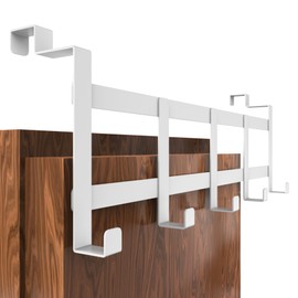 4smile Door Coat Rack for Hanging Inside - White Door Coat Rack for Back Door - Space Saving Door Hooks as Coat Hooks Door Inside with Non-Slip and Felt Pads