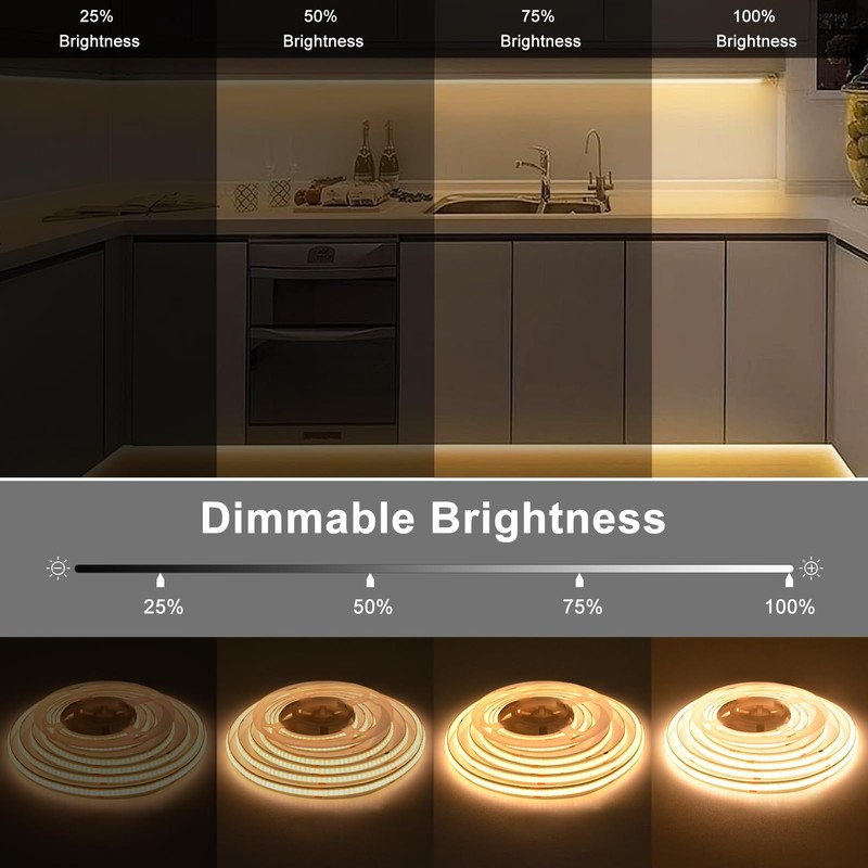 LumBelle COB LED Strip Lights Battery Powered, 6.6ft 640 LED