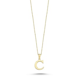 Wish Carat 100% 14k Real Gold Necklace for Women | Dainty Charm Alphabet Name Letter Initial Necklaces for Women | Custom Pendant Jewelry for Her | Birthday Gifts for Women | 18''