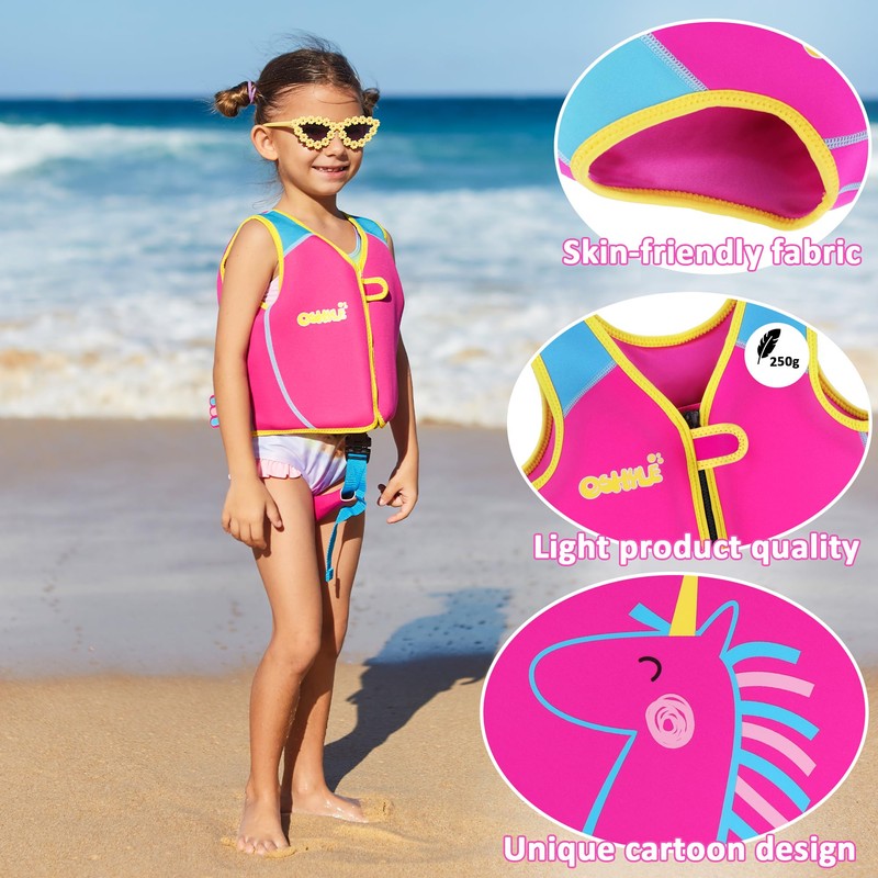 OSHYLE Children's Girls Boys Swimming Vest for Toddlers with Adjustable