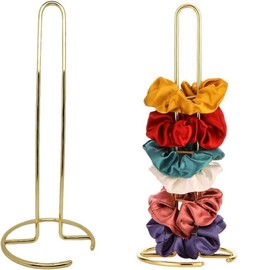 Holder Stand Hair Accessories Organizer Metal Scrunchies Tower Hair Ties Display stand Tie Organizer Jewelry Bracelets Scrunchy Holder for Girls (Gold, 32.3 * 13.5CM)