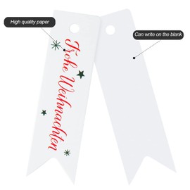 G2PLUS Small Merry Christmas Gift Tags, White Christmas Pendant Gift, Pack of 100 Christmas Labels, 2 x 7 cm Christmas Tags Paper for Gifts or Christmas Advent Calendar Decoration
