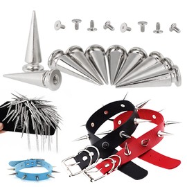 Coolty Metal Spikes Cone Studs Punk Bullet Spikes Rivet for DIY Leather Crafts Clothing Bags Belt Bracelet Costume Decoration Accessories 10x29mm, 50 Sets