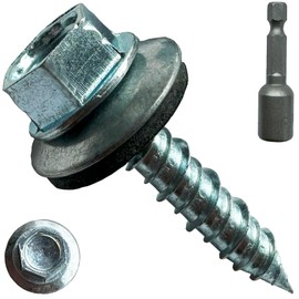 (100) BRAUNY BOY -Galvanized - Metal Roofing Screws #10 × 1 Inch, Rubber Washer, Sharp Point, Metal to Wood Siding Screws - Galvanized Qty (100) Screws